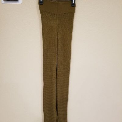 Free People Leggings Flare High Rise Knit Ribbed In Olive Green Size  XS