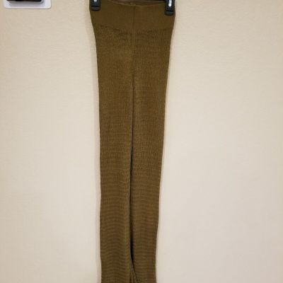 Free People Leggings Flare High Rise Knit Ribbed In Olive Green Size  XS