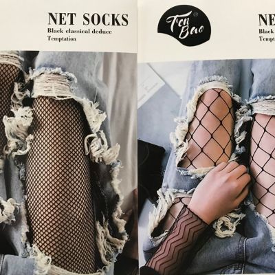 1 Pair of Black Hollow Out Pantyhose Mesh Fishnet High Stockings Tights Lingerie