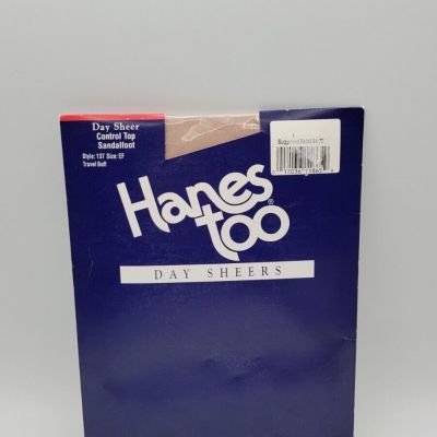 Hanes Too Pantyhose Day Sheers Sandalfoot  Control Top Stockings Tights Size EF