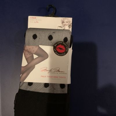 Faux Thigh High Tights Size L/XL With Polka Dots