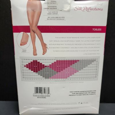 Hanes Silk Reflections Ultra Sheer Toeless Control Top Pantyhose Multiple Sizes