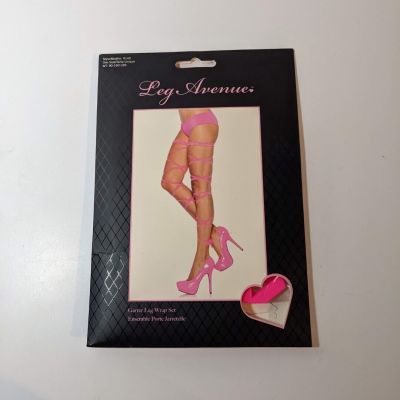 Pink Garter Leg Wrap Set by Leg Avenue, Model 9142, One Size, Nylon Hot Pink