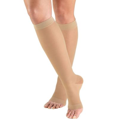 sh1 Truform Women's Stockings Knee High Sheer Open Toe: 15-20 mmHg M Beige