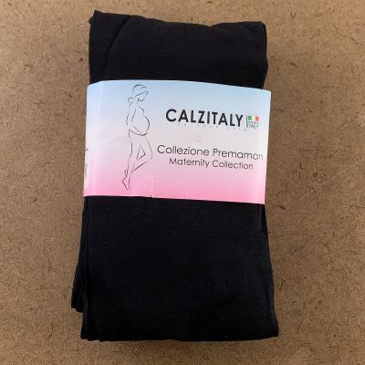 Calzitaly Women's Maternity Size 10-12 Black 40 Den Microfiber Tights 2 Pack NWT