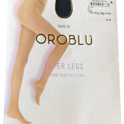 NWT Oroblu Repos 70 Super Legs Medium Compression Tights 70den Black Large