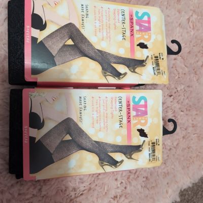 Star Power By Spanx Shaping Tights Nouveau Print Size B New 2 Pair