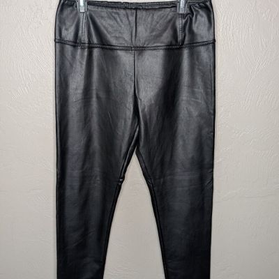 7 For all mankind Womens Large Black High Rise Faux Leather Leggings Style 67244