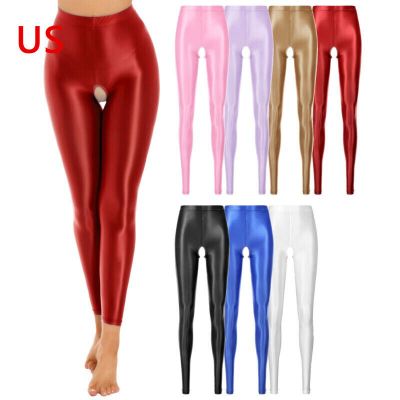 US Women's Glossy Crotchless Pantyhose Stockings Stretchy Smooth Tights Lingerie
