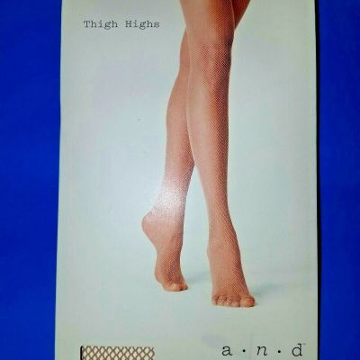 A New Day THIGH HIGHS HOSIERY - Size S/M - Honey Beige FISHNET Tights - 1 Pair