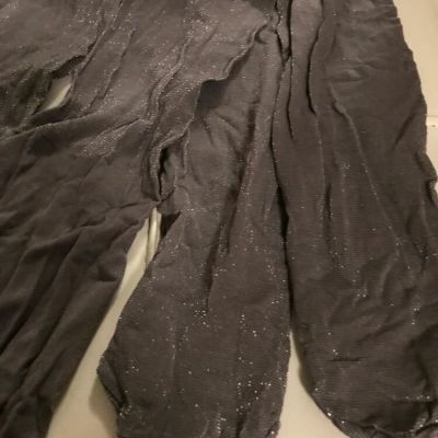 New Free People S/M Silver Lurex Powder Gray Hoisery Tights Pantyhose Sparkly
