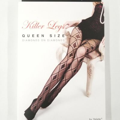 Yelete Killer Legs Fishnet Pantyhose Stocking Diamonds on Diamonds Size Queen