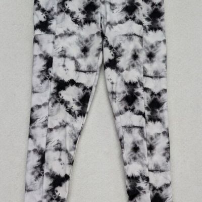 Women's Leggings Size Small Black & White Side Pocket Gym Workout Athleisure