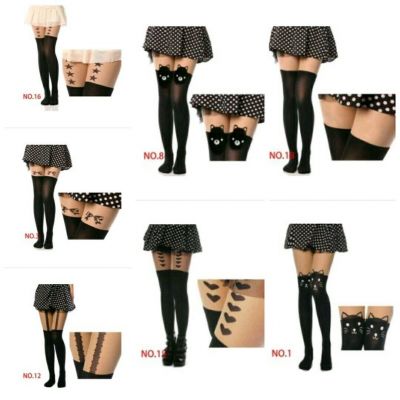 Beautiful Sexy Black Faux Garter Fishnet Tights -Valentines Gift for Him or Her