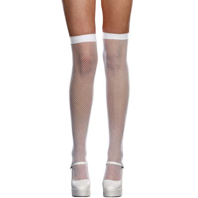 Lingerie Thigh Hi Stockings Size Regular Back Seam Red or White Fishnet DGl7811