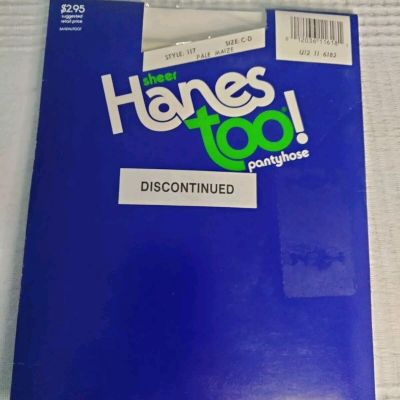 Vintage NOS Hanes Too! Sheer Pantyhose Style 117 Size C-D Pale Maize