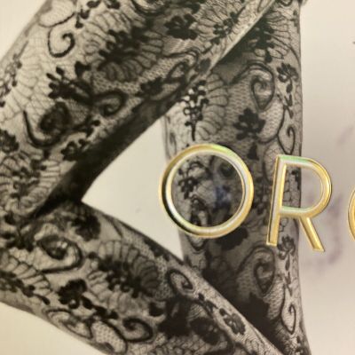 Oroblu Black Lace tights Estella NEW Italy Size XL (O1)