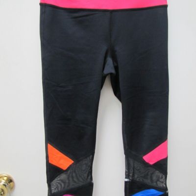 Fila Sport Leggings Ladies Low Rise Crop Capri Black Pink Orange Blue Sheer XS