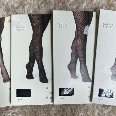 Women’s A New Day Fashion Tights 4pr Black S/M