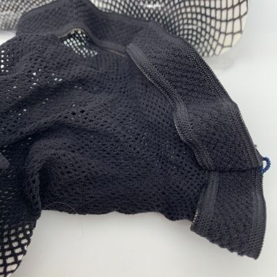2 p Fishnet Tights Openwork Side Stripe- Sheer to the Waist -LARGE-Black Samples