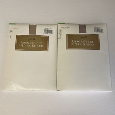 Hanes Absolutely Ultra Sheer Stockings Pantyhose Natural Size F Lot Of 2