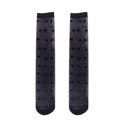 1 Pair Long Socks Heart Print Match Uniform Foot Length Women Calf Socks