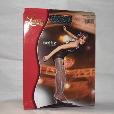 NIP Levante seltz sheer tights sparkle shimmer Silver Argento Lurex Tg. 3