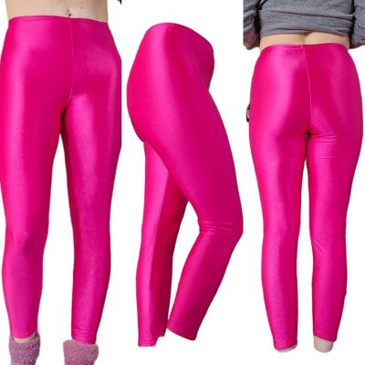 VTG 80S RAINBEAU Bodywear Shiny Pink Spandex Workout Exercise Leggings NWT M