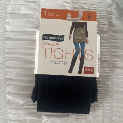New In Package No Nonsense Black Opaque Tights Size Small