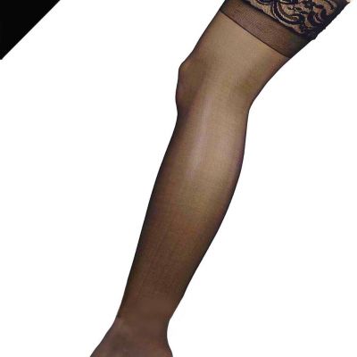 Plus Size Sheer Stay Up Thigh Highs 3-Pack Womens 1x-6x Black Lace Top Stockings