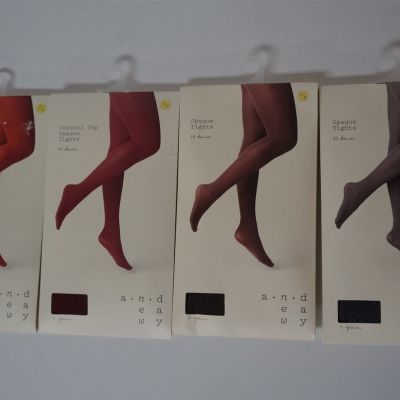 A New Day Opaque Tights Lot of 4 Salsa Mesquite Gray Cherry Size S/M