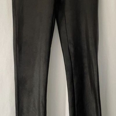Spanx Shape Faux Leather Leggings Metallic Black Women's Size M petite NWOT