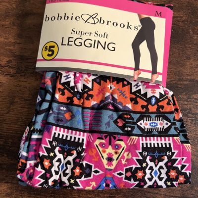 Bobbie Brooks Leggings Yoga Pants Size Medium (8-10) Geometric Polyester Spandex