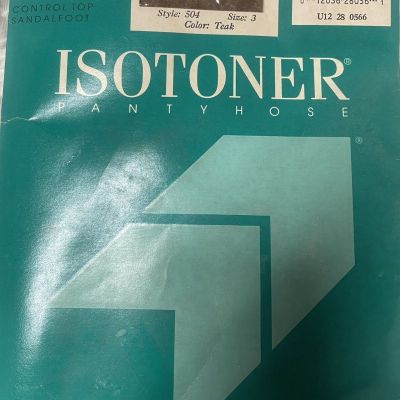 (166)  Isotoner Pantyhose style 504 Size 3 Color teak