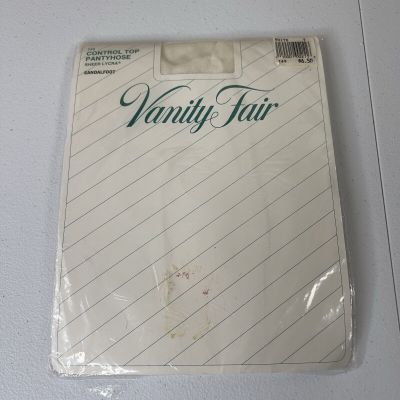 Vanity Fair Vintage White Pantyhose Sheer Lycra Tall Sandalfoot 749