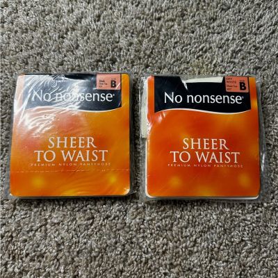 No Nonsense Sheer to Waist Pantyhose - 2 pairs NEW- off white Black