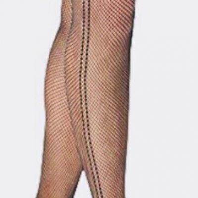 A New Day Fashion Fishnet Tights Thigh Height Dual Stripes Size S/M
