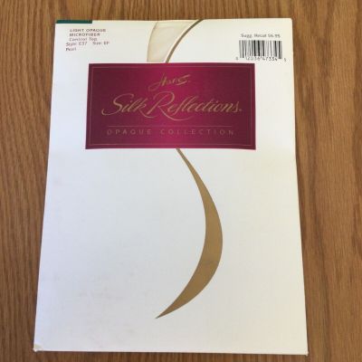 New HANES Silk Reflections Control Top Pantyhose Size EF Style E37 Pearl Color