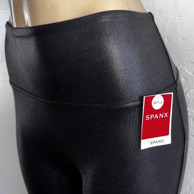 NWT New SPANX Faux Leather Shiny LEGGINGS-# 2437Q-BLACK-Size SMALL Petite