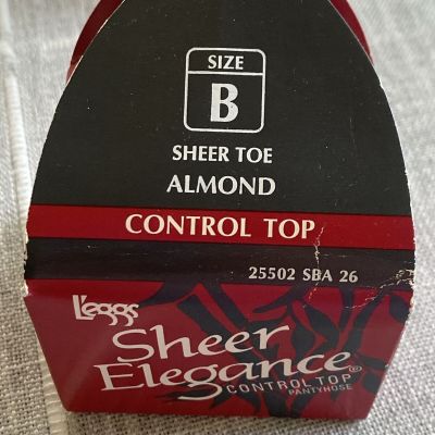 Leggs made Sheer Elegance Control Top Pantyhose,Size B Almond,USA