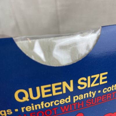 Burlington Queen Size Pantyhose Sheer Reinforced Panty Off White Queen