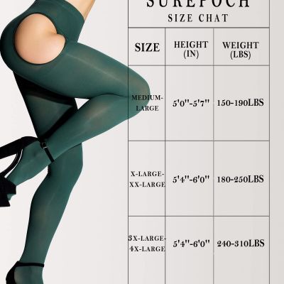 SUREPOCH Suspender Tights for Women Plus Size Garter Belt Green Control Top P...