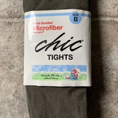 VINTAGE Chic Plush Sueded Microfiber W/Lycra OLIVE Tights Size B USA Made *NOS