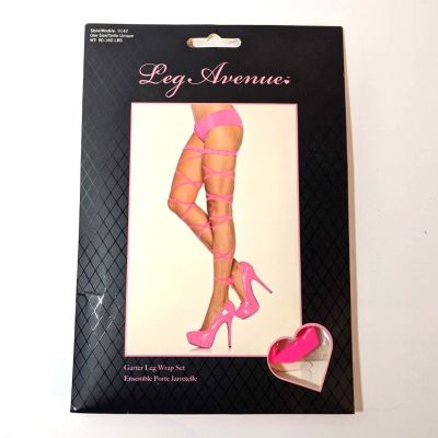 Pink Garter Leg Wrap Set by Leg Avenue, Model 9142, One Size, Nylon Hot Pink