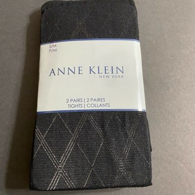 Anne Klein Size S/M Small / Medium Women's Argyle Patterned Knit Tights 2 Pair