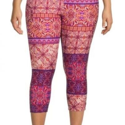 Terra & Sky  NEW?Woman's PLUS Capri legging's size 1X~purple/peach/pink floral