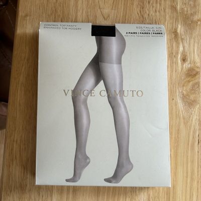 Vince Camuto Control Top Pantyhose Enhanced Toe Hosiery Size  C/D Black 2pack