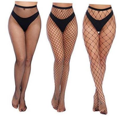 Womens High Waist Tights Fishnet Stockings Thigh High One Size Black-g6