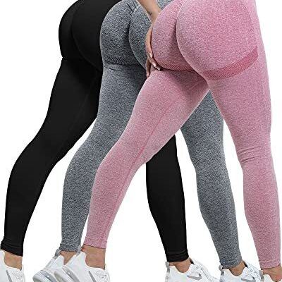 3 Piece Workout Leggings Sets for Women, Gym Medium 3 Packs - Black/Gray/Pink