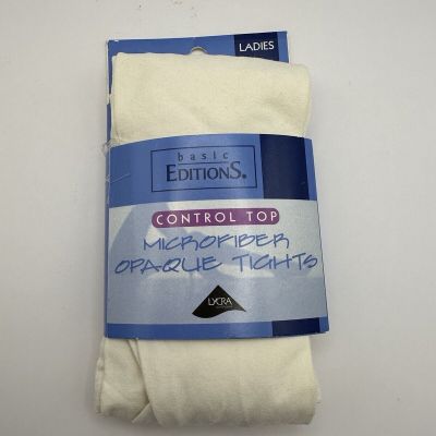 Basic Editions Kmart Made In USA Opaque Cream Tights Med/Tall Control Top